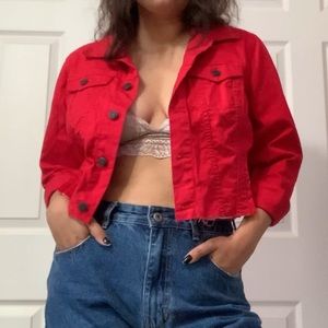 CROPPED RED JEAN JACKET